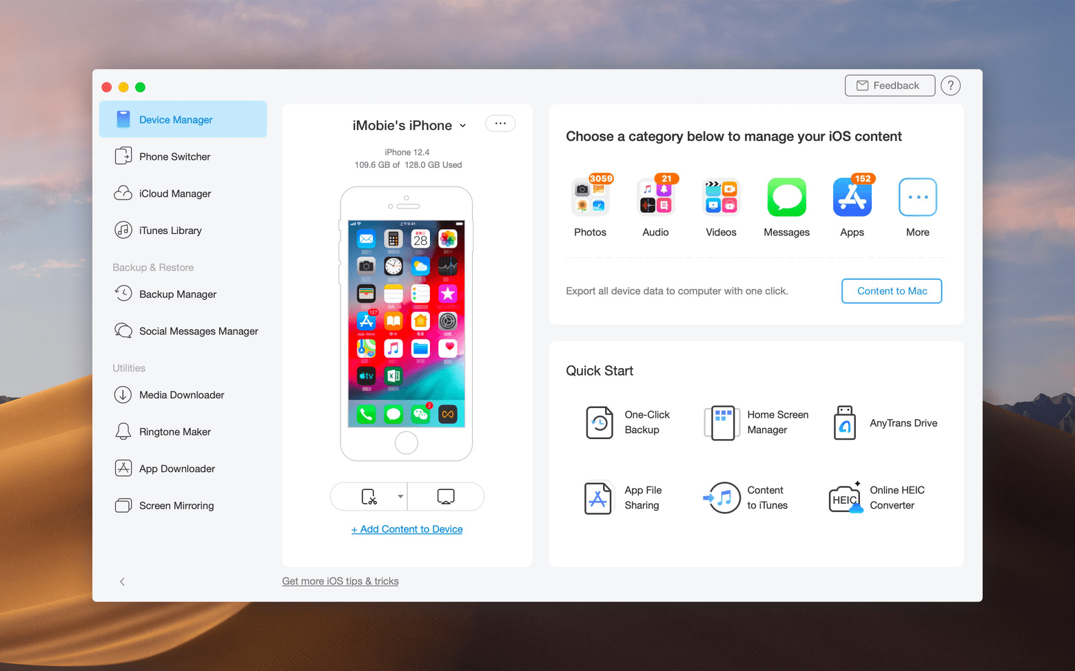 AnyTrans for iOS screenshot 1
